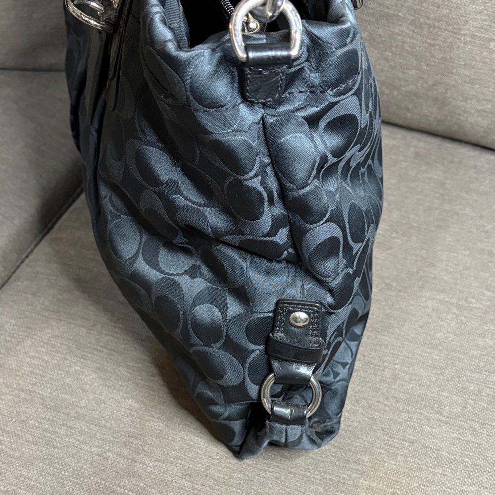 Coach Ashley Signature Black Satchel Bag Detachable Shoulder Strap F1175 - Picture 5 of 13